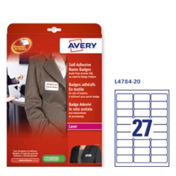Etichette badge in seta acetata 63,5x29,6mm (27et/fg) 25fg - laser Avery